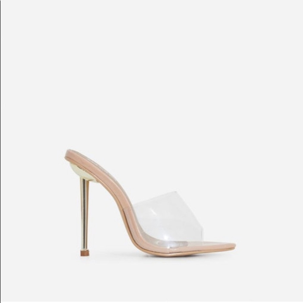 KingKing Perspex Pointed Peep Toe Heel Mule